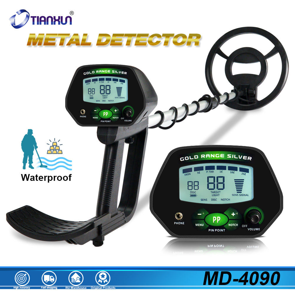 High Accuracy Metal Detector with Waterproof Search Coil LCD